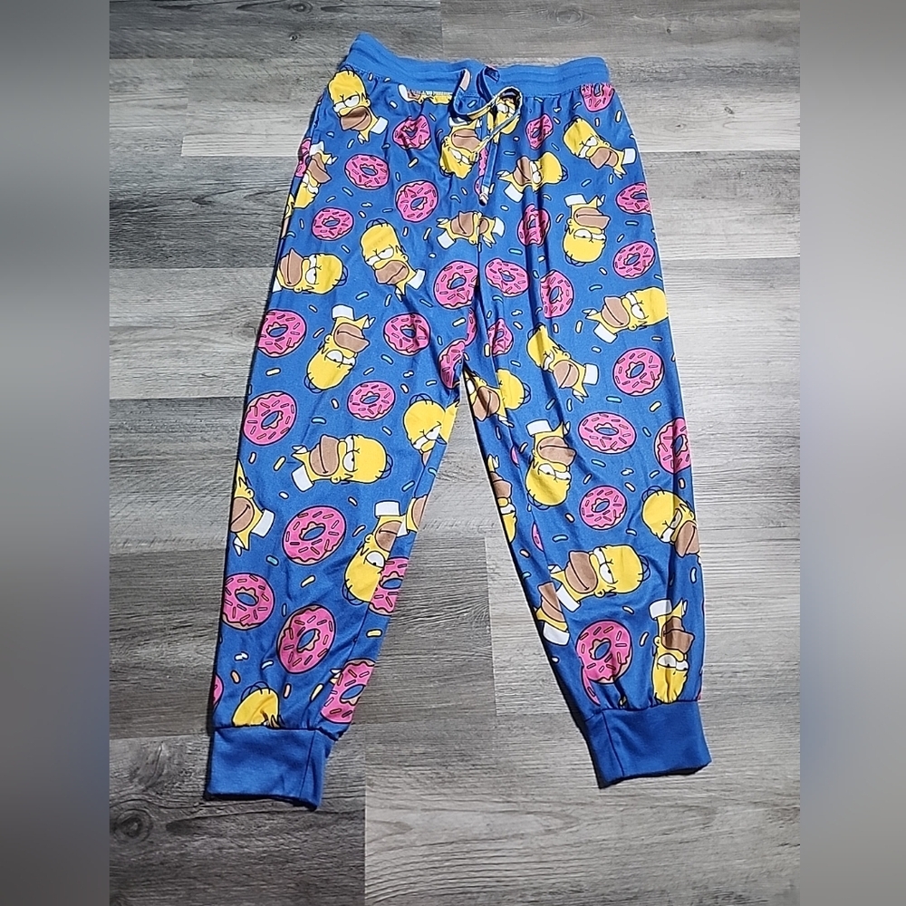 Simpsons Homer Men's Donuts Lounge Sleep Pajama Jogger Pants Size Medium - Picture 3 of 9